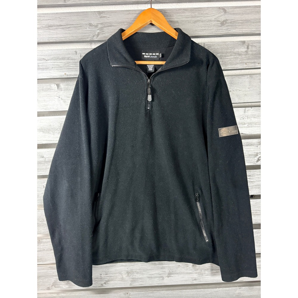 BMW Lifestyle In Motion Mens XL Black 1/4 Zip Light Fleece Pullover Jacket